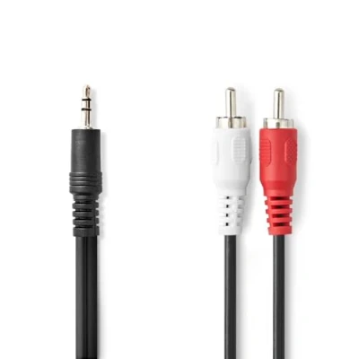 Afbeelding van Stereo Audiokabel 3,5 mm Male 2x RCA Vernikkeld 2.00 m Rond Ned