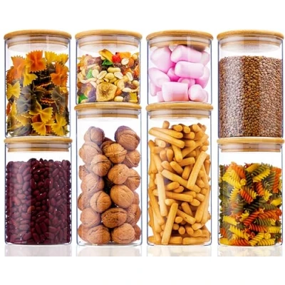Afbeelding van Deco Haus® Voorraadpotten met Deksel Luchtdicht + Etiketten [8 Delig COMBI SET] Voor Muesli, Cornflakes, Spaghetti &amp; co. Glazen Voorraaddozen Keuken Opbergbox Bewaargla…