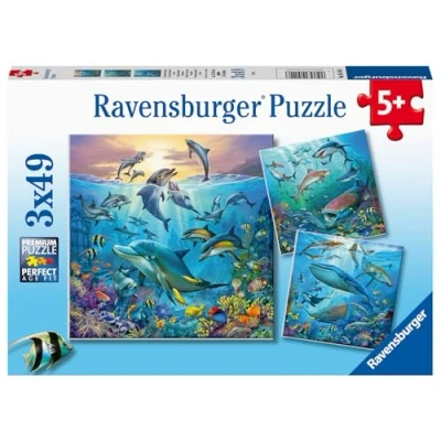 Afbeelding van Ravensburger Kinderpuzzel 3x49 stukjes Dieren in de oceaan