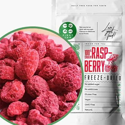 Afbeelding van Gevriesdroogde Framboos Freeze Dried Fruit Raspberry Geen Toegevoegde Suikers, Vegan Raw Glutenvrij Gedroogd Frambozen Himbeerpulver Gefriergetrocknet Puur Natuurlijke Fruitsnack (90g)