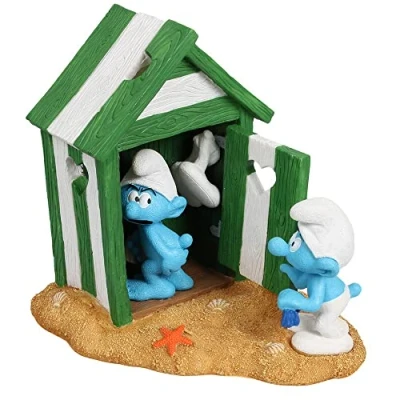 Afbeelding van Smurfs Aquadella Aquariumdecoratie Vissen Smurfen Strand Cabine 14,5x11,4x14,6cm Meerkleurig 1st