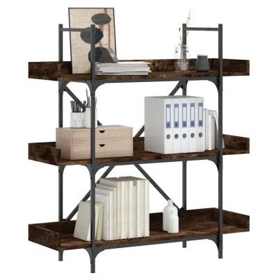 Afbeelding van Boekenkast 3 laags 100x33x108,5 cm bewerkt hout gerookt eiken