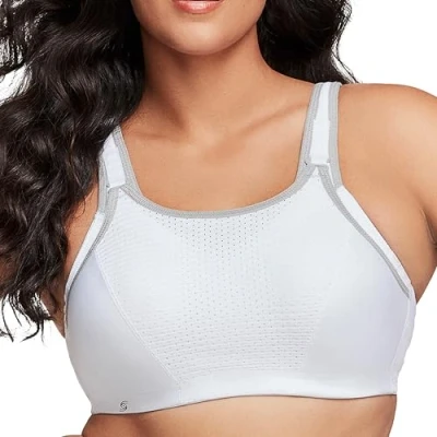 Afbeelding van Glamorise Vrouwen Custom Control Wire Sport BH Onderdraad #9167, Wit/Grijs, 115B