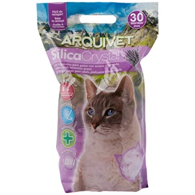 Afbeelding van Arquivet Arena kattenbed Silica Crystal Lavendelgeur Inhoud: 3,8 l Hygiënisch voor katten, gearomatiseerde absorptievermogen, helpt geuren en bacteriën te verwijderen