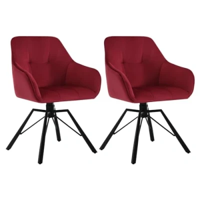 Afbeelding van WOLTU Eetkamerstoelen, draaibaar, set van 2, keukenstoel, gestoffeerde stoel, draaistoel, comfortabele stoel met armleuningen, rugleuning, armleuningstoel voor eetkamer en woonkamer, fluwelen