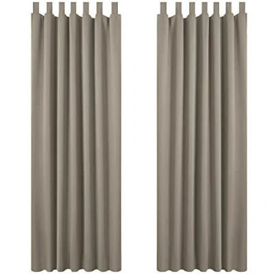 Afbeelding van Deconovo thermische verduisteringsgordijnen met lussen, voor kinderkamer, 140 x 290 cm, taupe, 2 stuks