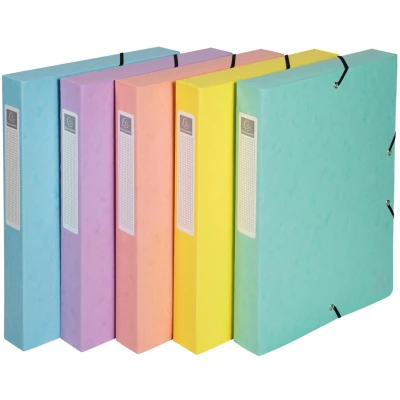 Afbeelding van Exacompta Aquarel elastobox uit glanskarton, ft A4+, rug van 4 cm, met 3 kleppen, geassorteerde kleuren