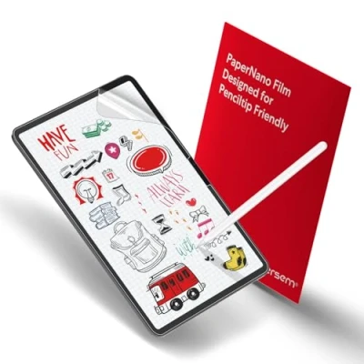 Afbeelding van BERSEM Papernano Screenprotector van 2 stuks, compatibel met iPad Air 13 inch 2024 en Pro 2024, mat PET papier nano textuurfilm voor tekenen, penpuntvriendelijk, anti verblinding,