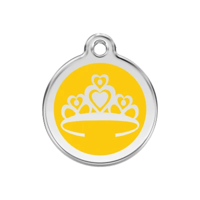 Afbeelding van Crown Yellow roestvrijstalen hondenpenning medium/gemiddeld dia. 3 cm RedDingo