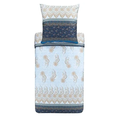 Afbeelding van Bassetti Beddengoed set Oristano B1 uit katoen mako satijn in de kleur blauw 2 delig met ritssluiting, afmetingen: 155cm x 220cm, 80cm 80cm, 9323447