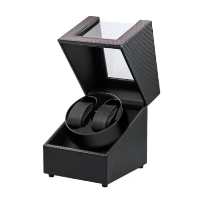 Afbeelding van Mcbazel Dubbele Automatische Horloge Winder Box, Display Opslag Rotatie Box Met 2 Slots Zwart/Rood