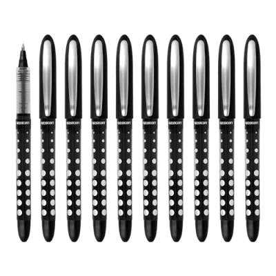 Afbeelding van Westcott Rollerball pen, zwart, 10 stuks, voordeelverpakking van zwarte inkt, nauwkeurige 0,5 mm lijndikte, transp. vulniveau indicator, capillaire technologie, ergonoom. greep, E 730624 00