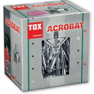Afbeelding van TOX Metalen holtepluggen Acrobat M8 x 55 mm verzinkt met metrische schroef 60 mm, voor bevestigingen in gipsplaten en kleine holtedieptes, 25 stuks, 035101171