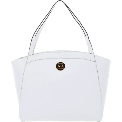 Afbeelding van COCCINELLE Leren Shopper Schoudertas Liya Handbag Grained Leather Brillant White Wit