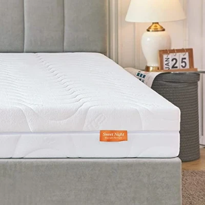 Afbeelding van Sweetnight Matras 140 x 200 H3 &amp; H4, koudschuimmatras, puntelastisch matras, 2 in 1, lighardheid, rolmatras, met zachte en ademende wasbare microvezelovertrek, hoogte 18 cm