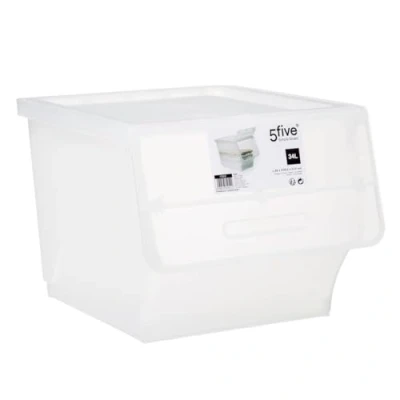 Afbeelding van Five® Stapelbare opbergbox deksel voorzijde Transparant Stapelbaar Large 34 liter