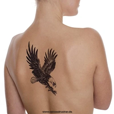 Afbeelding van 2 x vliegende adelaar zwarte XL eenmaal huid tattoo HB105 (2)