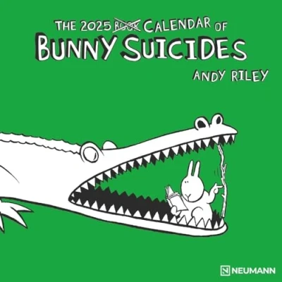 Afbeelding van Bunny Suicides 2025 Wand Kalender Broschüren 30x30 30x60 geöffnet Cartoon