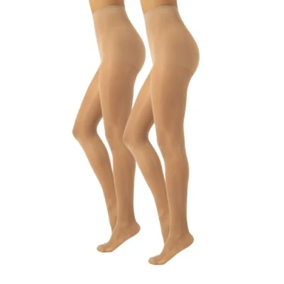 Afbeelding van CALZITALY Panty met stevige ondersteuning Factor 10 mm/Hg Zwart, Blauw, Huid S, M, L, XL, XXL, 3XL, 4XL 70 DEN Gemaakt in Italië, 2 X Natuurlijke Tan, XL