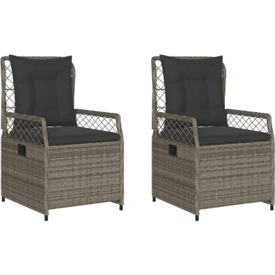 Afbeelding van Tuinstoelen 2 st verstelbaar poly rattan grijs