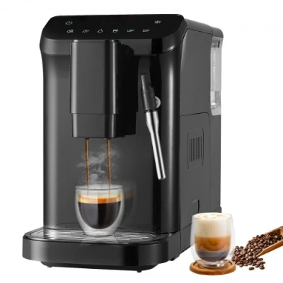 Afbeelding van VEVOR Automatische espressomachine, espressomachine 20 bar met melkopschuimer stoommondstuk, geïntegreerde molen en 15 maalinstellingen, 1,5 l waterreservoir voor cappuccino, latte