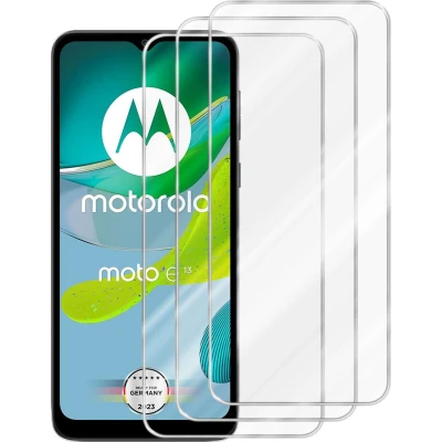 Afbeelding van Cadorabo 3x Screenprotector geschikt voor Motorola MOTO E13 Beschermende Pantser Film in KRISTALHELDER Getemperd (Tempered) Display beschermend glas 9H hardheid met 3D Touch