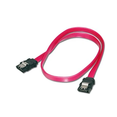 Afbeelding van DIGITUS SATA III aansluitkabel L type vrouwelijk/vrouwelijk 0,5m 6 Gbit/s met vergrendeling 3 geschikt voor HDD&#039;s, SSD&#039;s of optische schijven rood