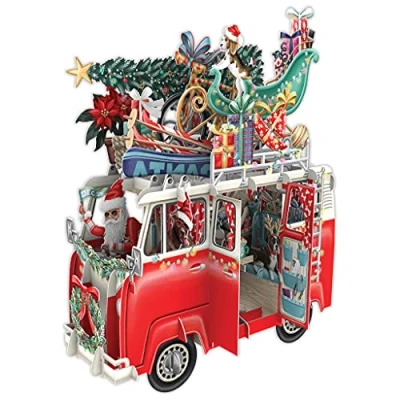 Afbeelding van Kerst Camper 3D Pop Up Kerstmis wenskaart