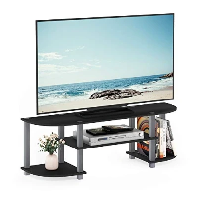 Afbeelding van Furinno Turn S Tube Wide TV Entertainment Center, meubel, standaard, Zwart/Grijs