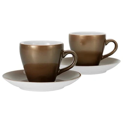 Afbeelding van CreaTable, 25845, serie GOLDEN DAYS, wit, 4 delige serviesset, espressoset van aardewerk, vaatwasser en magnetronbestendig, kwaliteitsproductie