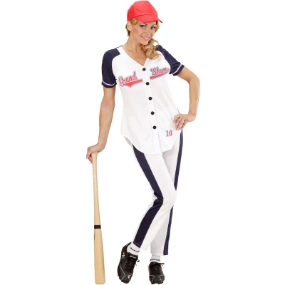 Afbeelding van Widmann Honkbal Kostuum All Star Meisje Vrouw Blauw, Wit / Beige Small Carnavalskleding Verkleedkleding