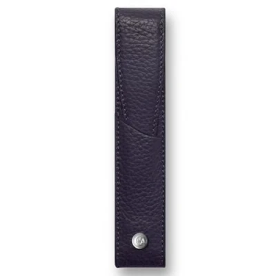 Afbeelding van Caran d&#039;Ache Leman leren single pen case, donkerblauw, 15 cm, pennenetui
