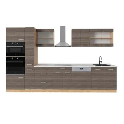 Afbeelding van Vicco Complete keuken R Line, Edel grijs/gouden eik, 350 cm , WB Marmer