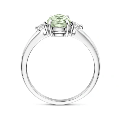 Afbeelding van Ring Groen Amethist En Zirkonia Zilver Gerhodineerd