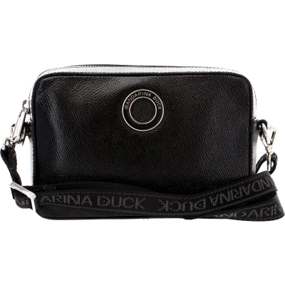 Afbeelding van MANDARINA DUCK Leren Avondtas Schoudertas Deluxe Crossover Bag Black Zwart