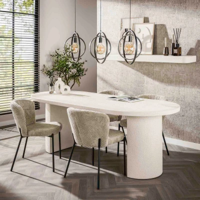 Afbeelding van Fraaai Katie eetkamertafel arch stone 215x90cm Marmer composiet