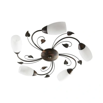 Afbeelding van Lindby plafondlamp 5 lichts Glas, metaal H: 12 cm E14 wit, geborsteld zwartgoud