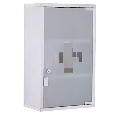 Afbeelding van HOMCOM medicijnkastje EHBO kast met slot RVS 30 x 18 50 cm