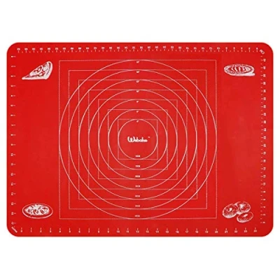Afbeelding van iliconen mat bakken grote siliconen bakmat 70 x 50 cm bakonderlegger anti aanbaklaag deegmat uitrolmat fondant voor deegrollen werkmat fondant, rood