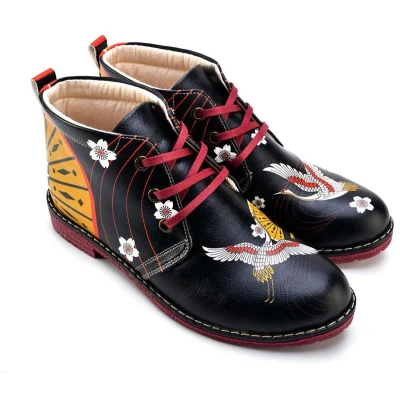 Afbeelding van GOBY Rising Crane Enkel Laarzen Handmade Vegan Leer Damesboots Maat 41