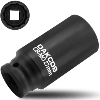 Afbeelding van DAKCOS 27mm Socket 1/2 &quot;Drive 12 Ponit Slagmoersleutel Aandrijfas Tool Stopcontact, CR MO