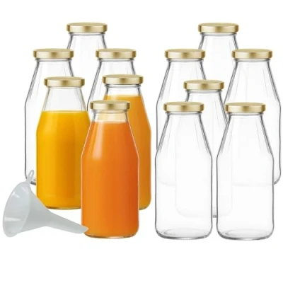Afbeelding van mikken 12 x glazen fles 500 ml, met schroefdop goud incl. trechter