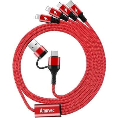 Afbeelding van Multi USB 3A 1.2m, AMUVEC A/USB C voor universele 4 W 1 kabel, 2IP TYPE met micro USB, Galaxy S22 S20 S10 S9 A51 J7, Huawei P40 P30, Sony, Moto, Xiaomi, Pixels, LG