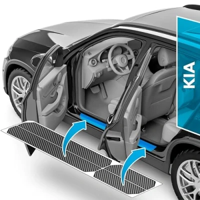 Afbeelding van uProtect Auto Instaplijstbescherming voor Kia EV6 I 2021 2024 Beschermfolie, autodeur, accessoires, sierlijsten, lakbeschermingsfolie, carbon zwart