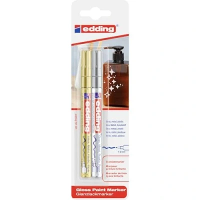 Afbeelding van Edding Glanslakmarker E 751, Blister Van 2 Stuks, Goud En Zilver