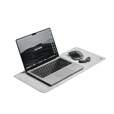 Afbeelding van DELTAHUB® Minimalistische muismat Vilten bureauonderlegger Lichtgrijs 28 x 63 cm Anti slip Gaming