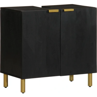 Afbeelding van Wastafelkast 62x33x58 cm bewerkt hout zwart