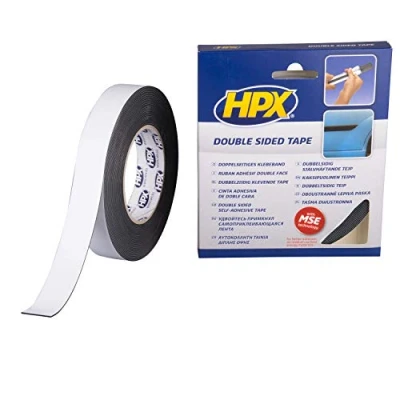 Afbeelding van HPX Dubbelzijdige PE bevestigingstape Zwart 25mm x 10m ZC06 10 stuks
