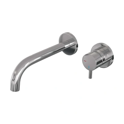 Afbeelding van Brauer Chrome Edition Wastafelmengkraan inbouw gebogen uitloop links hendel kort smal model B 1 chroom