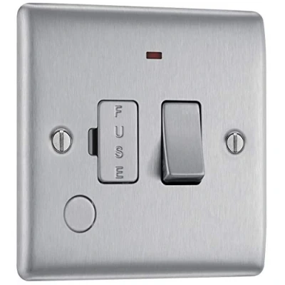 Afbeelding van BG Electrical Geschakelde 13A Gesmolten Aansluitingseenheden met Macht LEIDENE Indicator, en Flex Outlet, Geborsteld